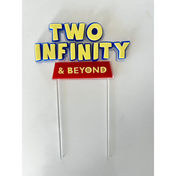 Two Infinity and Beyond kids custom themed triple layered Birthday Cake Topper