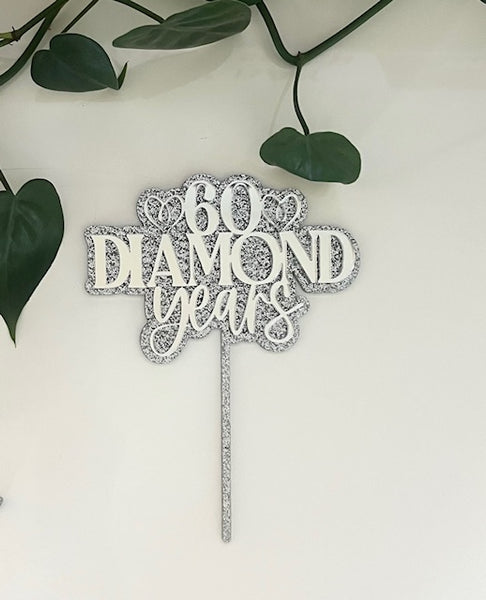 60 Diamond Years Cake Topper and Name charm