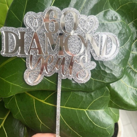 60 Diamond Years Cake Topper and Name charm