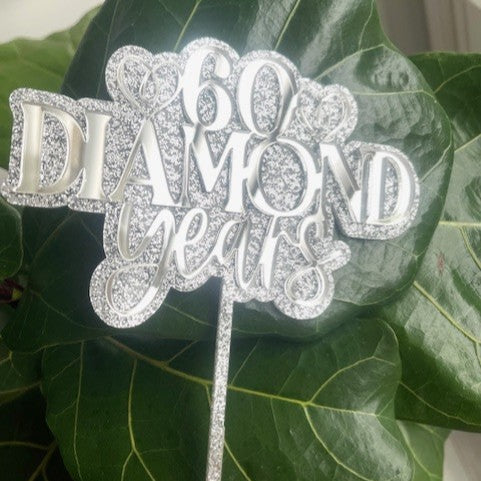 60 Diamond Years Cake Topper and Name charm