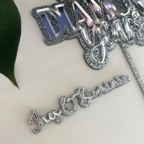 60 Diamond Years Cake Topper and Name charm