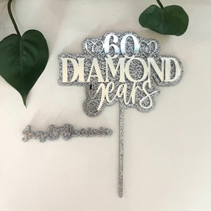 60 Diamond Years Cake Topper and Name charm