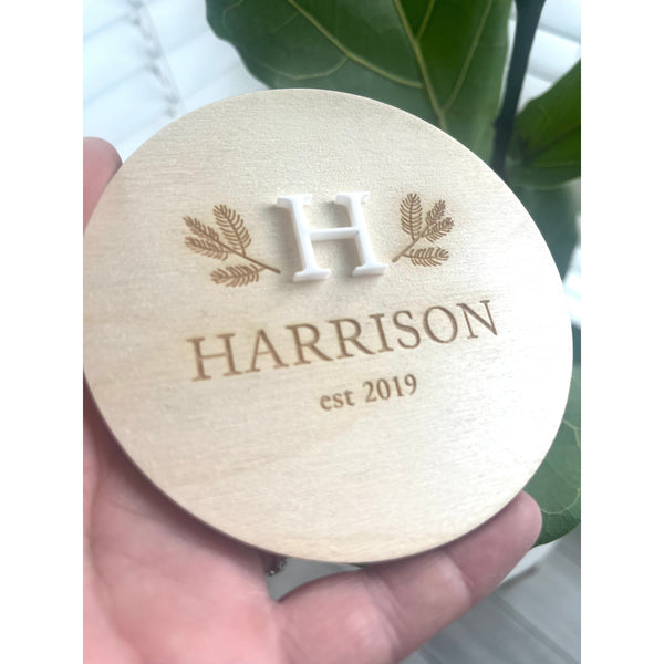 Personalised Wooden Baby Name Birth year Plaque