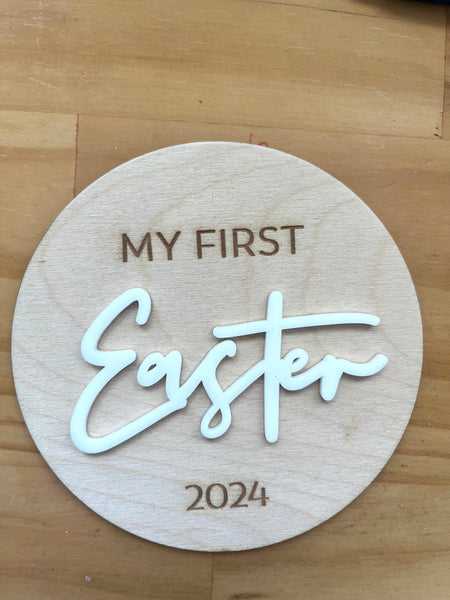 My First Easter 2024 Wooden Plaque 12cm