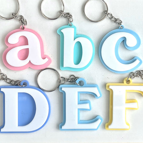 Initial Letter bag tag keychain coloured acrylic