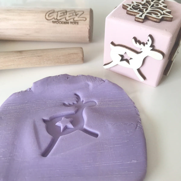 Wooden Stamper for Play Dough Christmas