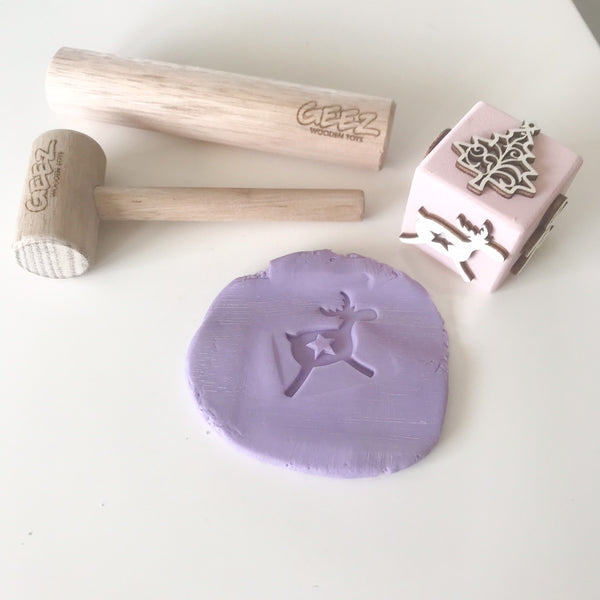 Wooden Stamper for Play Dough Christmas