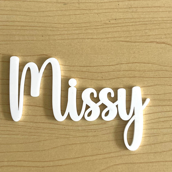 Custom Name Cake Charm Missy in White