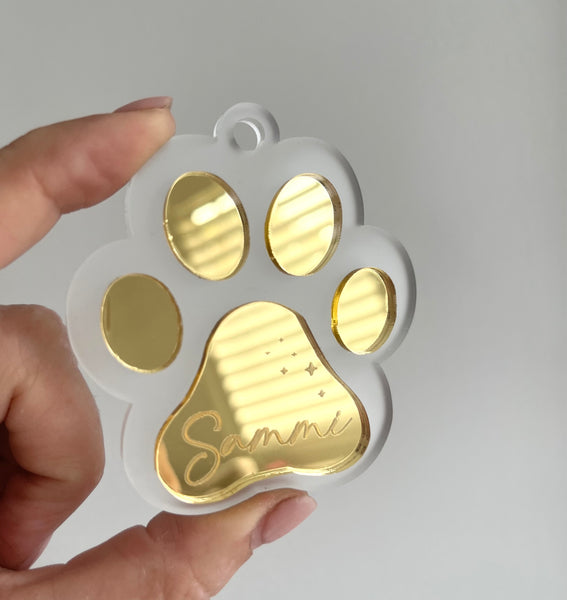 Custom Pet Paw Print Christmas Tree Ornament