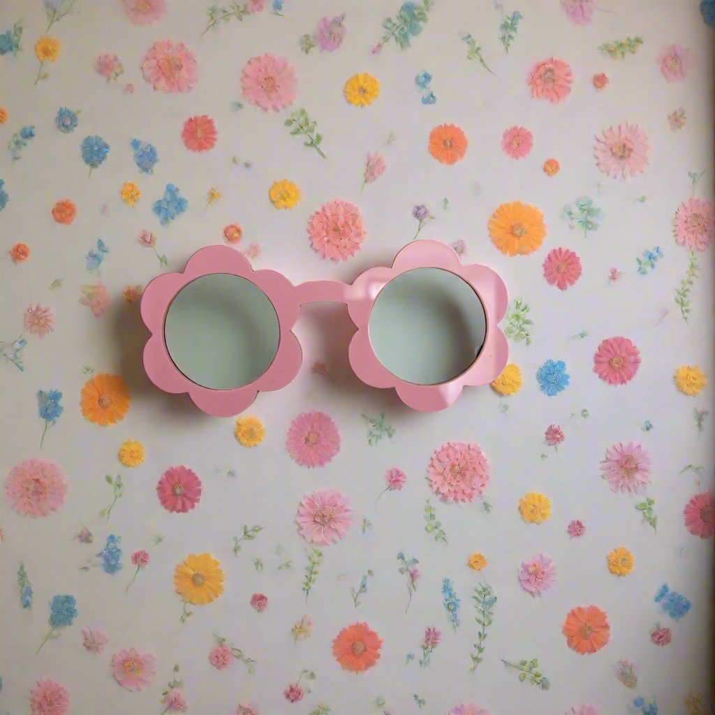 Groovy Retro Flower Sunglasses Girls Room Wall Decoration