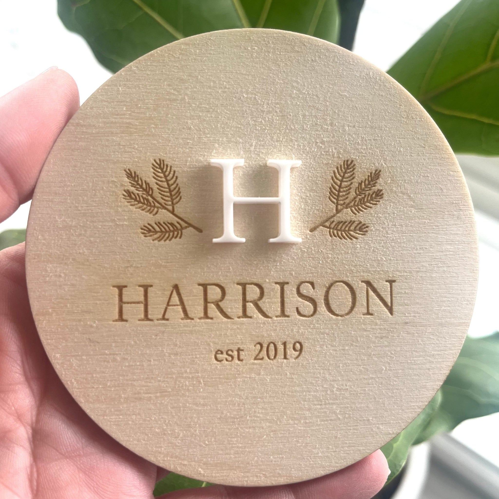 Personalised Wooden Baby Name Birth year Plaque