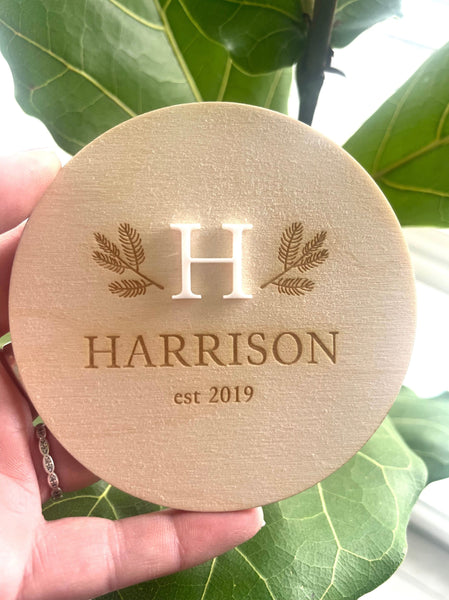 Personalised Wooden Baby Name Birth year Plaque