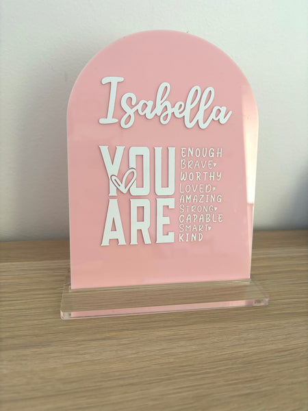 Personalised "You Are" Positive Affirmations Sign with Stand