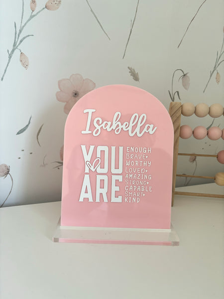 Personalised "You Are" Positive Affirmations Sign with Stand