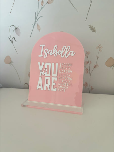 Personalised "You Are" Positive Affirmations Sign with Stand