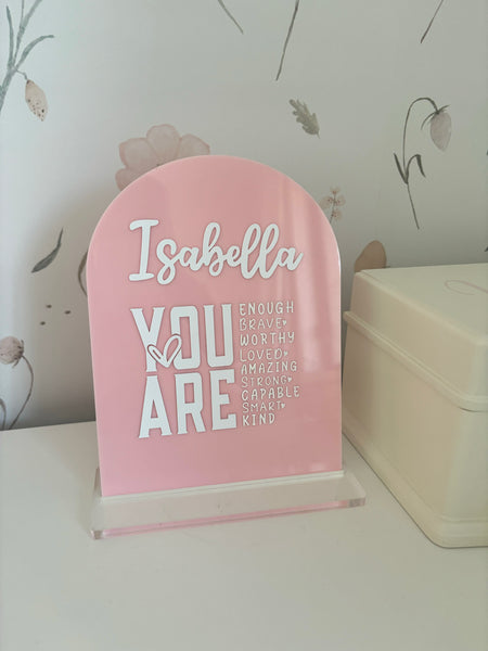 Personalised "You Are" Positive Affirmations Sign with Stand