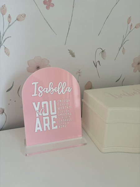 Personalised "You Are" Positive Affirmations Sign with Stand