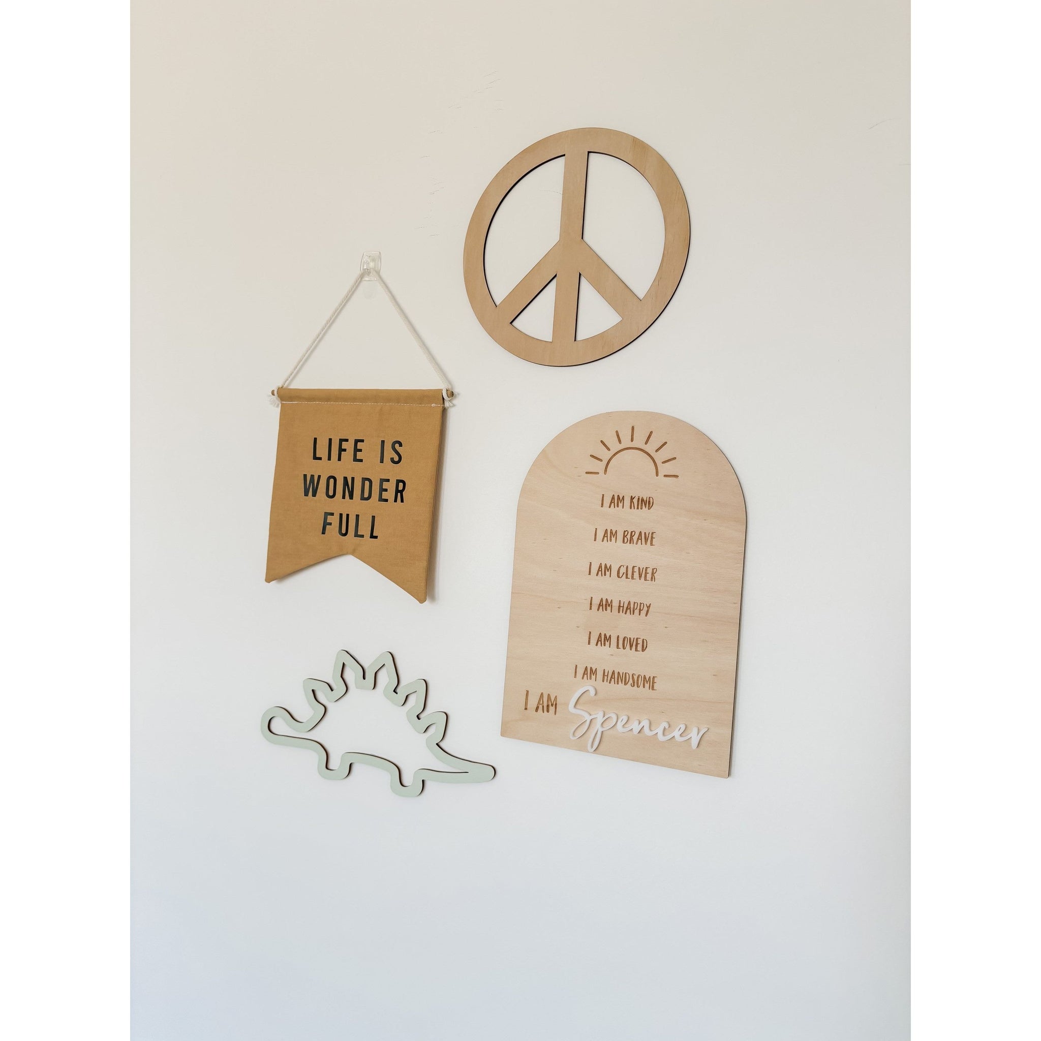 Wooden Peace Sign Round Wall Art Decor