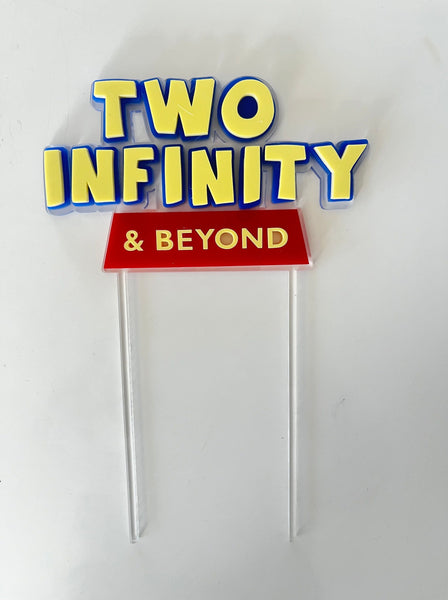 Two Infinity and Beyond kids custom themed triple layered Birthday Cake Topper