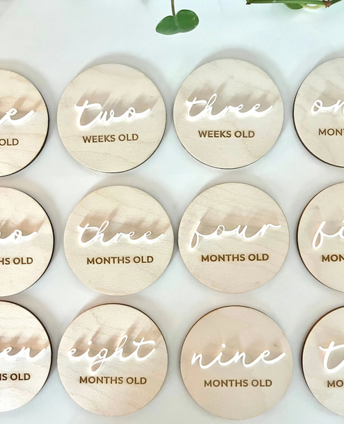 Wooden Baby Milestone Discs Set of 16