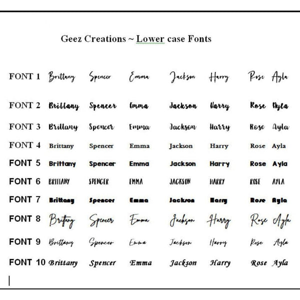 Wooden Personalised Christmas Bauble / Teachers Gift Font chart