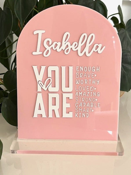 Personalised "You Are" Positive Affirmations Sign with Stand