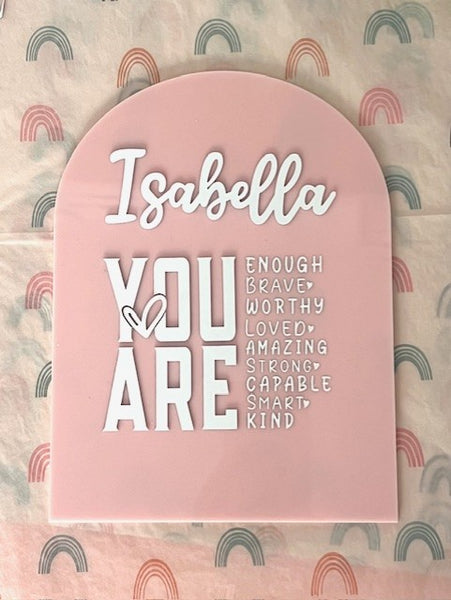 Personalised "You Are" Positive Affirmations Sign with Stand