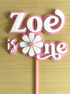 Zoe is One Daisy cake topper double layered 