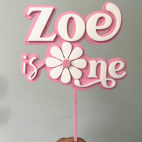 Zoe is One Daisy Cake Topper in Hot  Pink