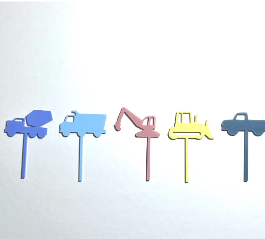 Construction Vehicles Cupcake Toppers set of 5