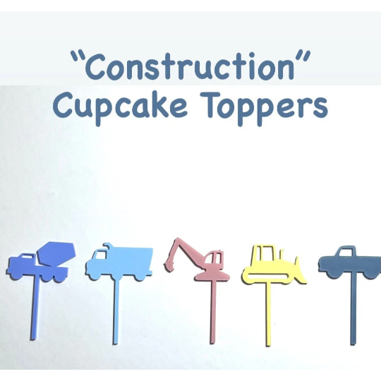 Construction Vehicles Cupcake Toppers set of 5